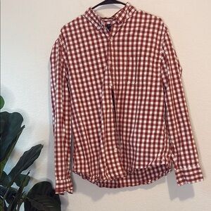 JCrew Men's brown and white Checkered Shirt long sleeve button up shirt